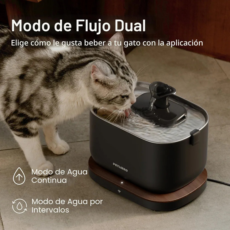 آبخوری گربه بیسیم PETLIBRO Dockstream، آبخوری حیوانات خانگی باتریدار ۲.۵ لیتری، حسگر حرکت و جریان مداوم، سینی استیل ضد زنگ بیصدا، بدون BPA، تمیز کردن آسان