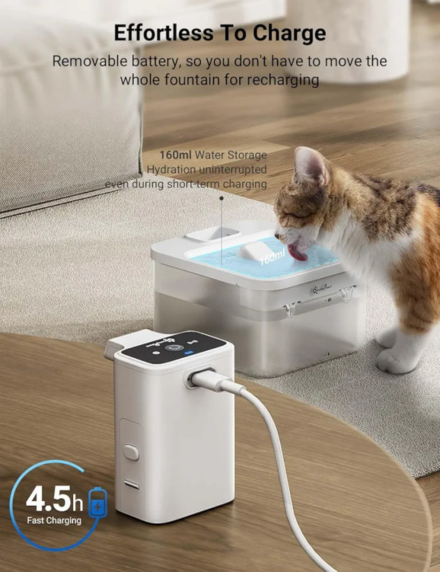 آبخوری با ظرف آب استیل ضد زنگ شارژی گربه و سگ،2.5 لیتری سنسور دار برند DownyPaws