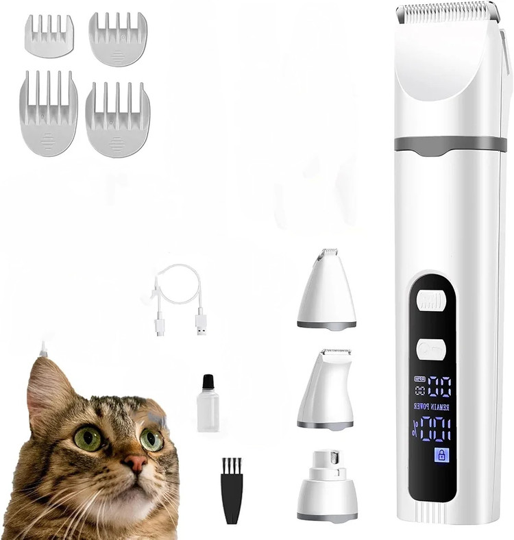 ماشین اصلاح سگ حرفه ای با صفحه نمایش LCD و شارژ USB و سرعت 7000 دور در دقیقه راهنمای اصلاح سگ، گربه و حیوانات خانگی با شارژ سریع و صدای کم به همراه شانه و ماشین اصلاح 6 عددی