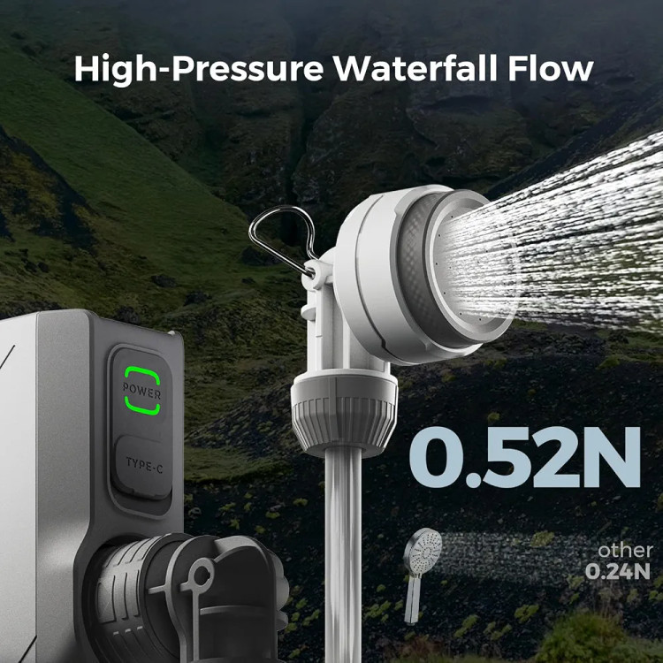 دوش قابلحمل شارژی پر قدرت FLEXTAILGEAR Tiny Shower، دوش شارژی کمپینگ و فضای باز، پمپ آب ضدآب برای کوهنوردی، شستوشوی خودرو و حیوانات خانگی، مناسب سفر و ساحل