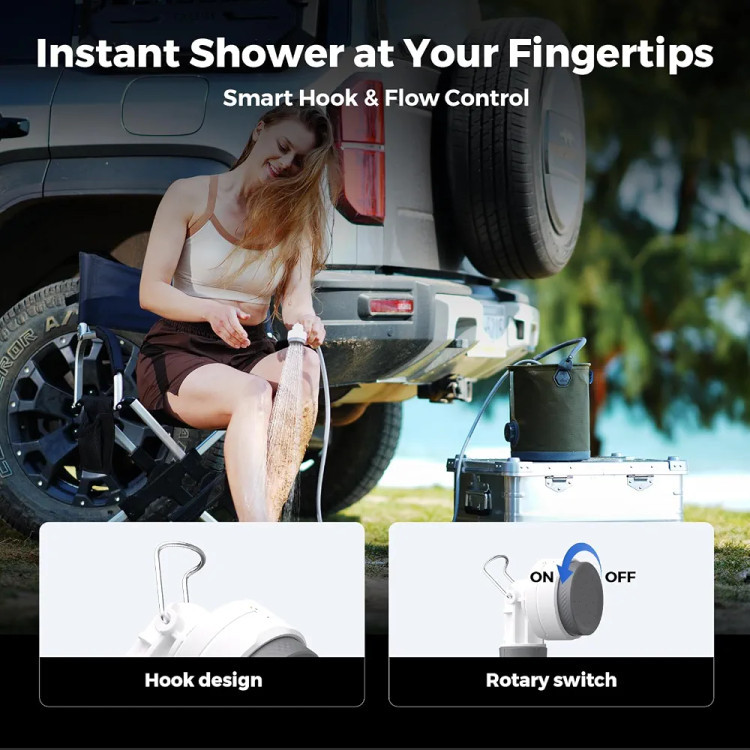 دوش قابلحمل شارژی پر قدرت FLEXTAILGEAR Tiny Shower، دوش شارژی کمپینگ و فضای باز، پمپ آب ضدآب برای کوهنوردی، شستوشوی خودرو و حیوانات خانگی، مناسب سفر و ساحل