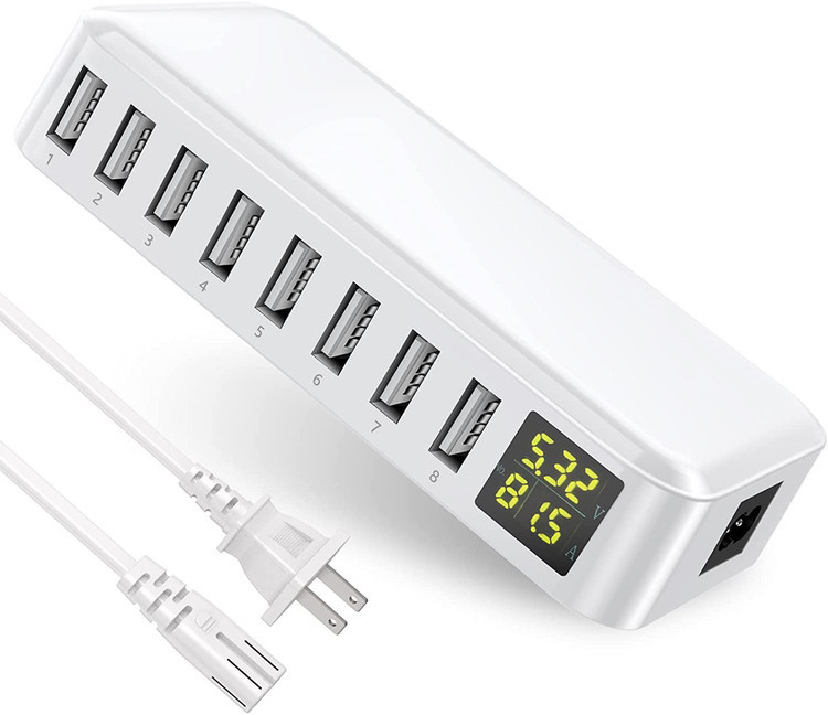 شارژ 8پورت USBبا نمایشگر LCDمدلi6 توان 40وات برند