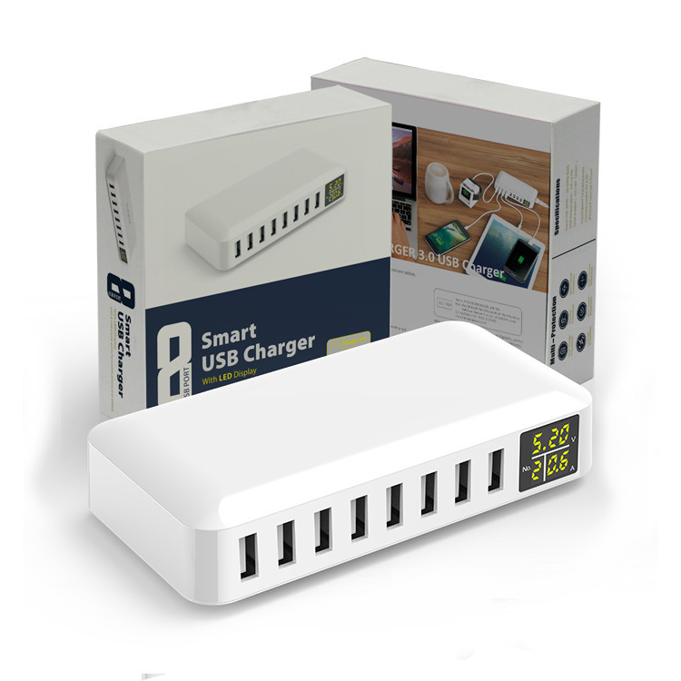 شارژ 8پورت USBبا نمایشگر LCDمدلi6 توان 40وات برند