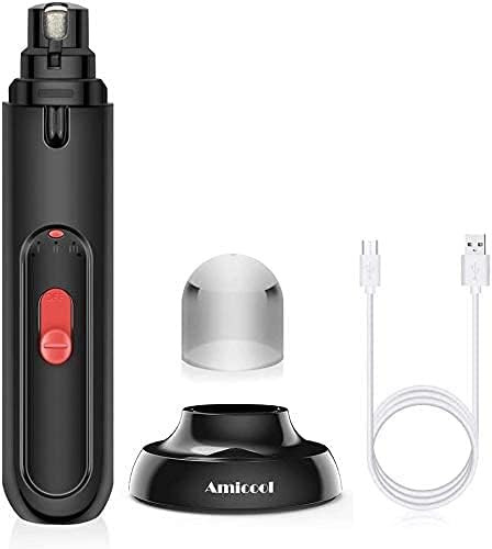 سوهان ناخن سگ Amicool دارای چراغ LED، دستگاه سوهان ناخن سگ، قابل شارژ با USB، سوهان ناخن مناسب برای حیوانات خانگی کوچک/متوسط/بزرگ با ۳ پورت سوهان‌کاری.