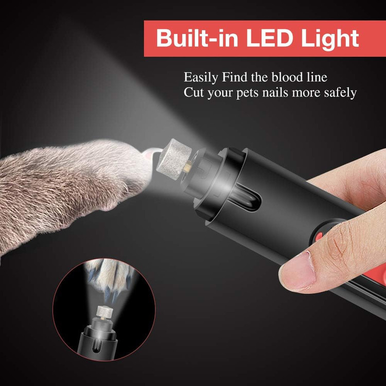 سوهان ناخن سگ Amicool دارای چراغ LED، دستگاه سوهان ناخن سگ، قابل شارژ با USB، سوهان ناخن مناسب برای حیوانات خانگی کوچک/متوسط/بزرگ با ۳ پورت سوهانکاری.