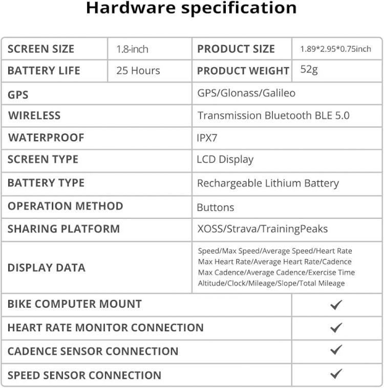 کامپیوتر دوچرخه GPS برند XOSS مدل G+، کامپیوتر دوچرخهسواری دارای بلوتوث و ANT+، سرعتسنج و کیلومترشمار بیسیم دوچرخه با صفحه نمایش LCD، ردیاب ضد آب کوهستان، مناسب برای تمامی دوچرخهها و دوچرخههای برقی (پشتیبانی از اپلیکیشن XOSS)